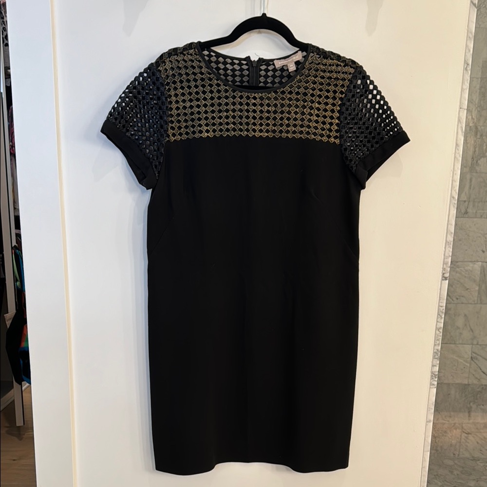 Elegant Black Dress with metallic Mesh Detail